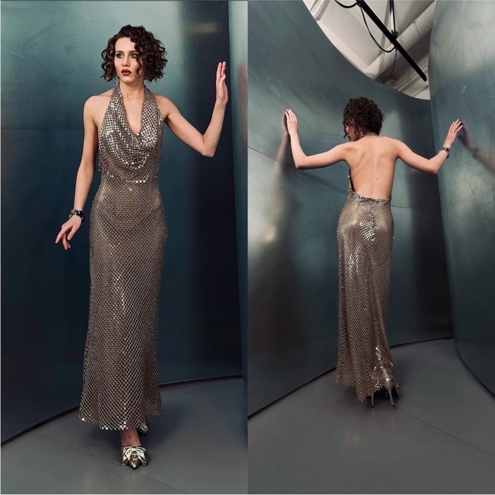 Gold Sequin Halter Dress - Elegant Evening Fun&Sexy  Sold Out Everywhere - Picture 5 of 12